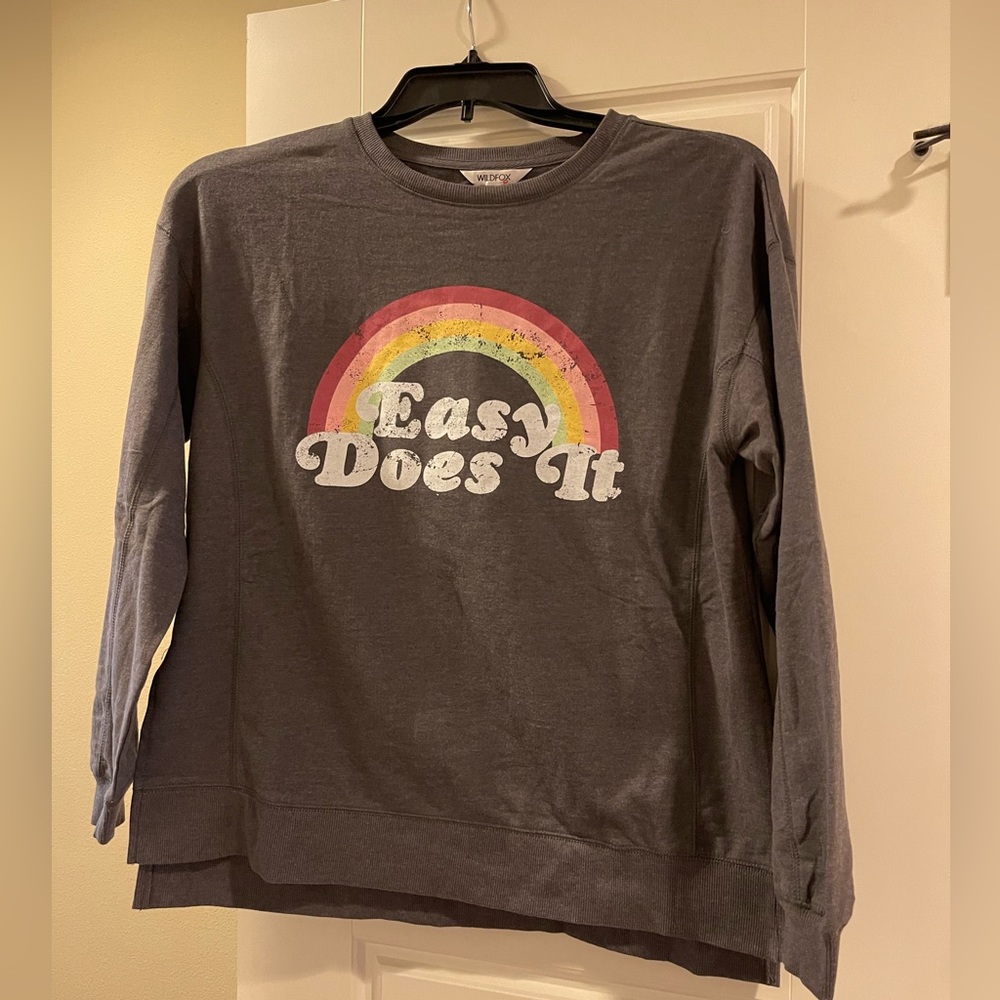 NWT Wildfox EASY DOES IT sweatshirt, Grey, Small